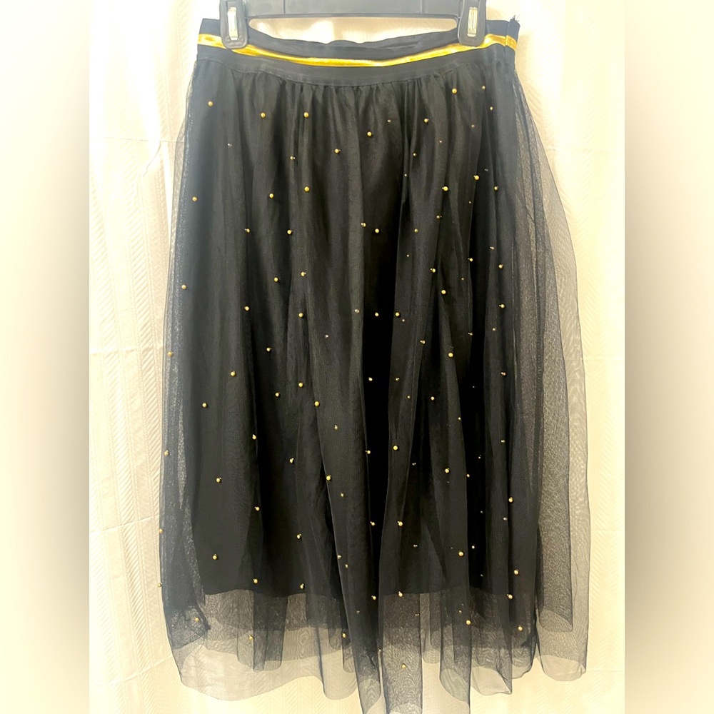 Metro Wear, Black Tulle Beaded Skirt.